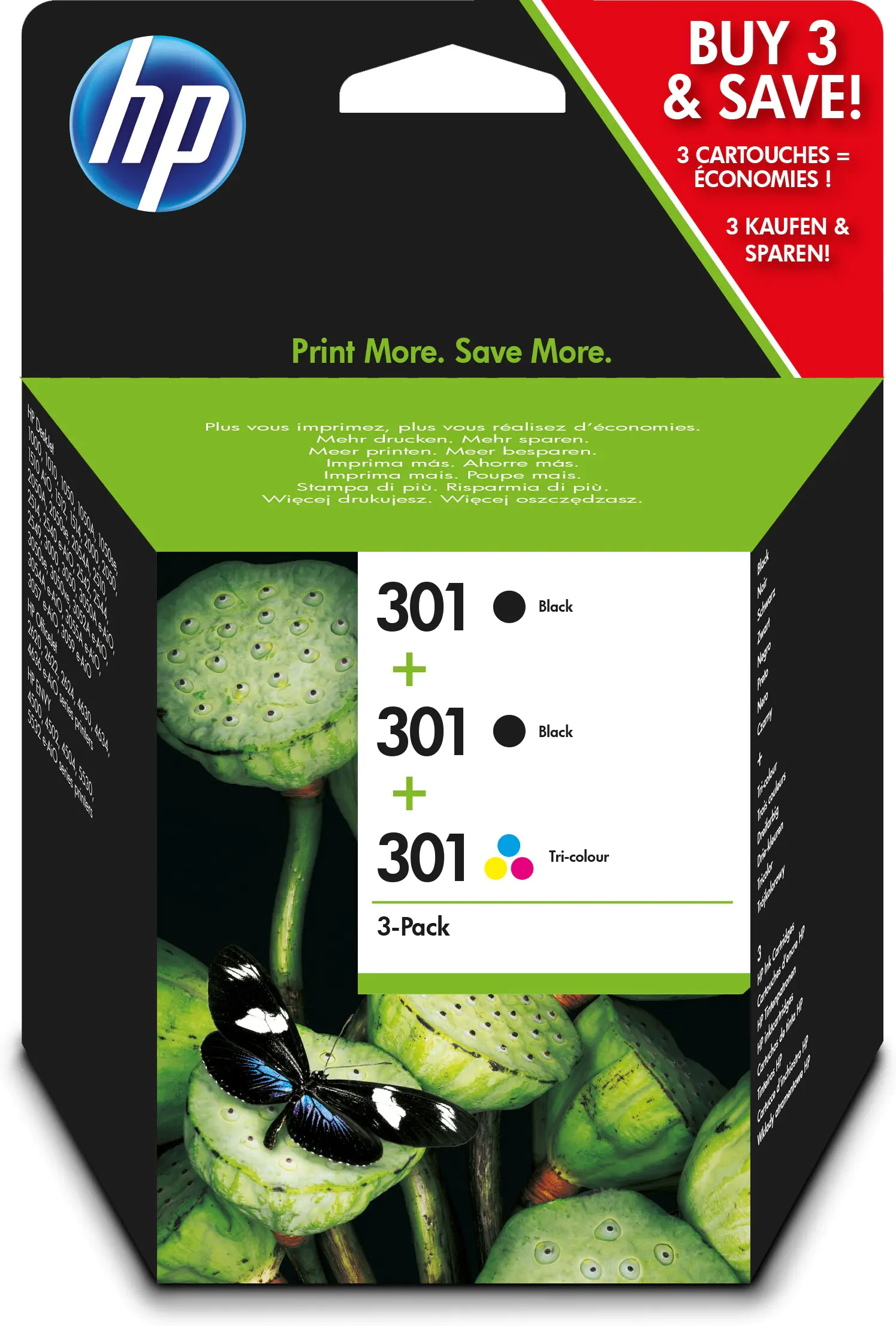 HP 301 - 3er-Pack - Schwarz, Farbe (Cyan, Magenta, Gelb) - original - Tintenpatrone - für HP DeskJet 1000, 1010, 1050 AiO, 1050A AiO, 1510 AiO, 2000, 2050 AiO, 2050A AiO, 2510 AiO, 2540 AiO, 3000, 3050 AiO, 3050A eAiO, 3510 eAiO series, HP ENVY 4500 eAiO, HP 301 - 3er-Pack - Schwarz, Farbe (Cyan, Magenta, Gelb) - original - Tintenpatrone - für HP DeskJet 1000, 1010, 1050 AiO, 1050A AiO, 1510 AiO, 2000, 2050 AiO, 2050A AiO, 2510 AiO, 2540 AiO, 3000, 3050 AiO, 3050A eAiO, 3510 eAiO series, HP ENVY 4500 eAiO,