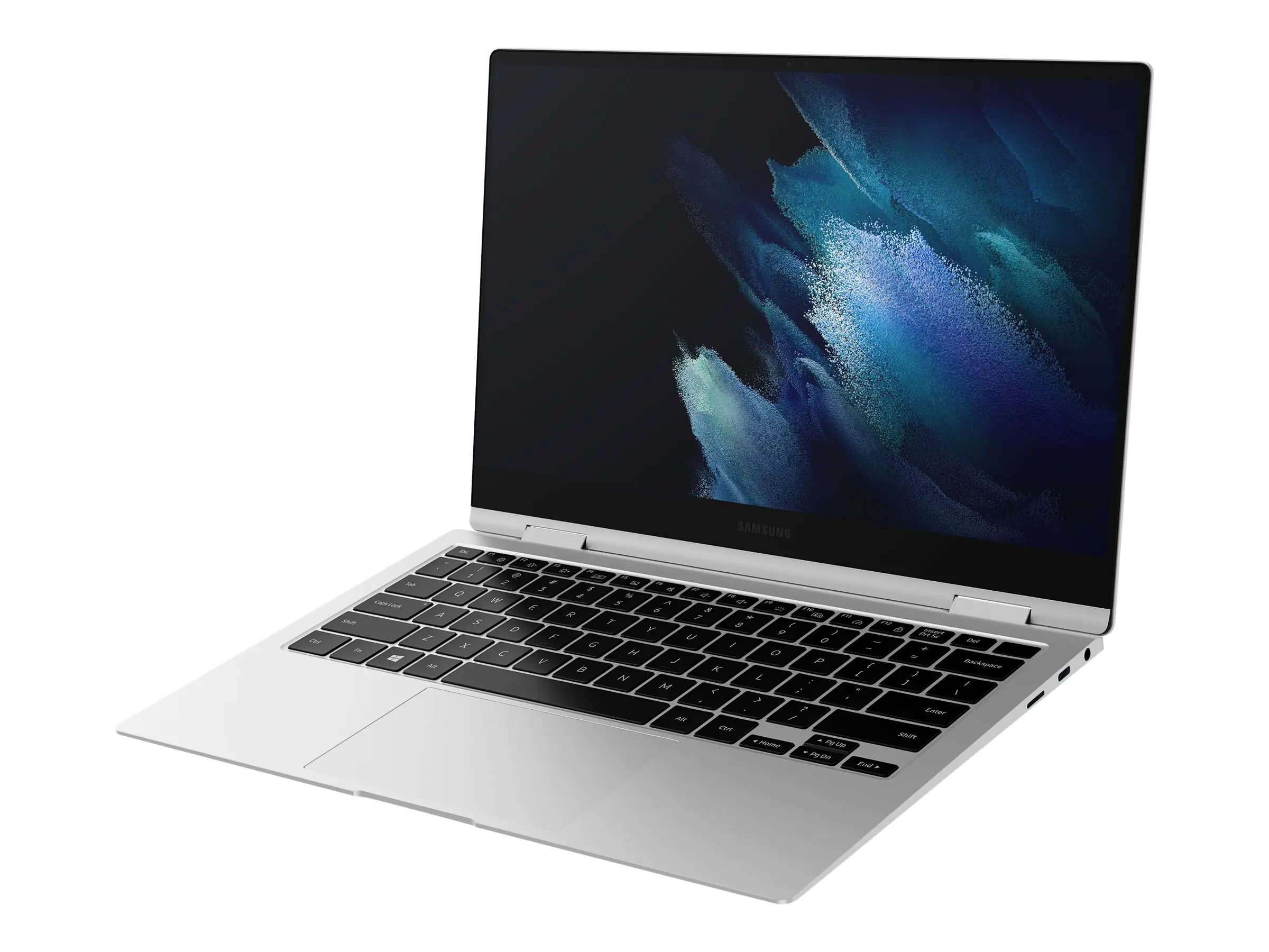 Samsung Galaxy Book Pro 360 - Flip-Design - Intel Core i7 1165G7 / 2.8 GHz - Windows 10 Home - Iris Xe Graphics - 16 GB RAM - 512 GB SSD NVMe - 39.6 cm (15.6") AMOLED Touchscreen 1920 x 1080 (Full HD) - Wi-Fi 6 - Mystic Silver