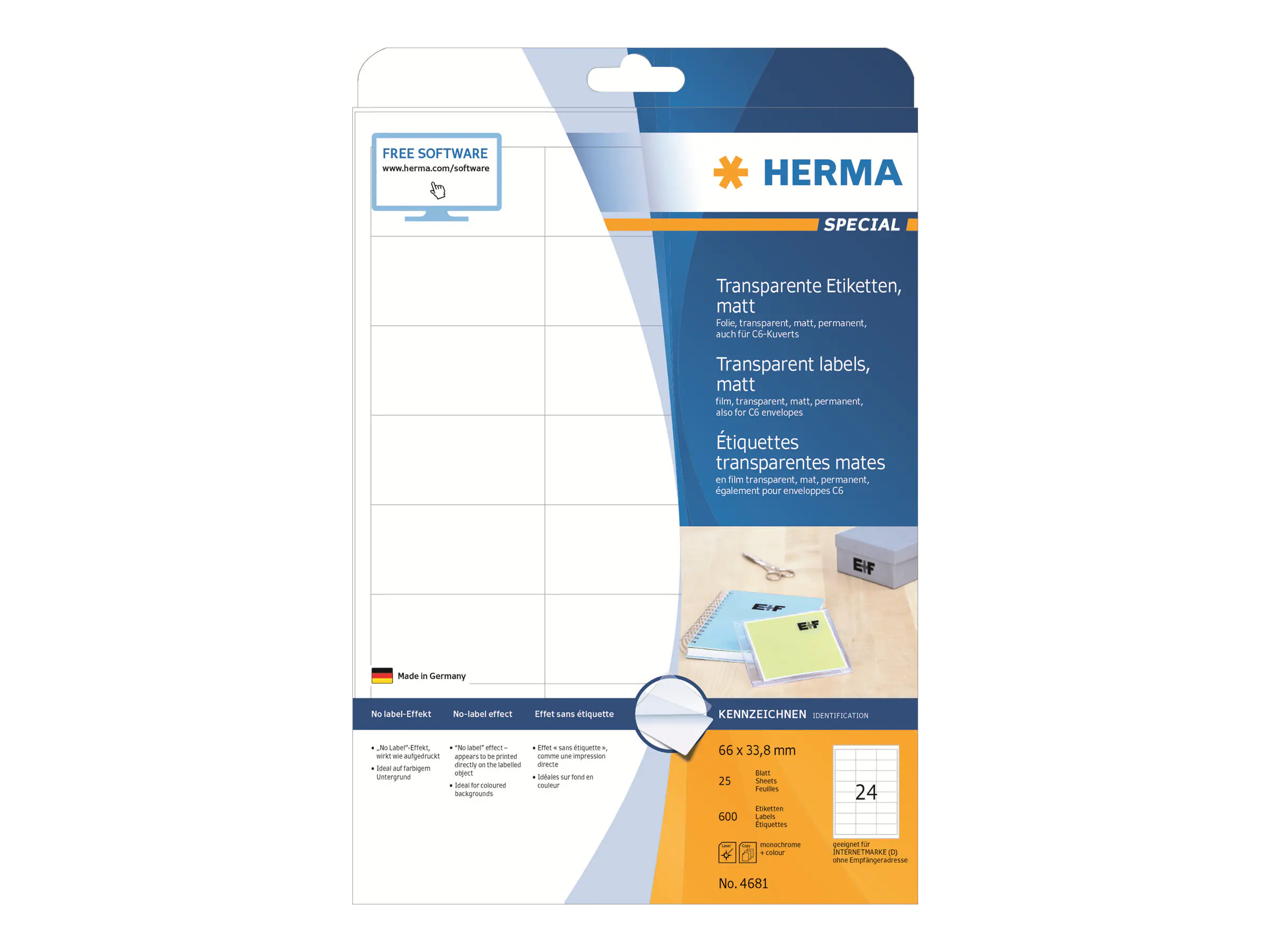 HERMA Etikett Special 4681 66x33,8mm tr 600 St./Pack.