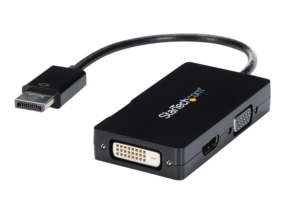 StarTech.com 3-in1 DisplayPort auf HDMI / DVI / VGA Adapter - DP zu VGA, DP zu HDMI, DP zu DVI Konverter - 1920x1200 / 1080p - Schwarz - Videoadapter - DisplayPort männlich zu HD-15 (VGA) DP2VGDVHD