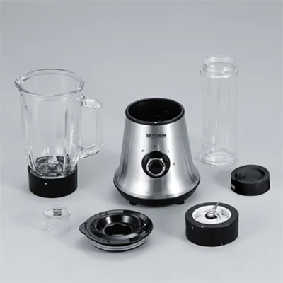 SEVERIN Standmixer SM 3737 Trinkbehälter, Deckel, Messeraufsatz Edelstahl, 3-flügelig Mixbehälter: 1.000 ml, Smoothie-Maker: 600ml 500W schwarz/silber SEVERIN Standmixer SM 3737 Trinkbehälter, Deckel, Messeraufsatz Edelstahl, 3-flügelig Mixbehälter: 1.000 ml, Smoothie-Maker: 600ml 500W schwarz/silber