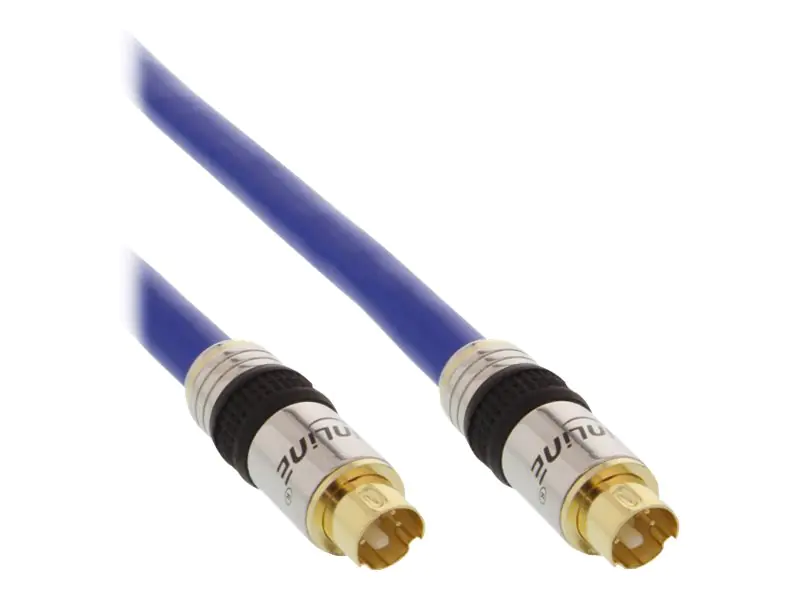 InLine Premium - Videokabel - S-Video - 4-poliger mini-DIN männlich zu 4-poliger mini-DIN männlich - 3 m - doppelt abgeschirmtes Koaxialkabel - Blau