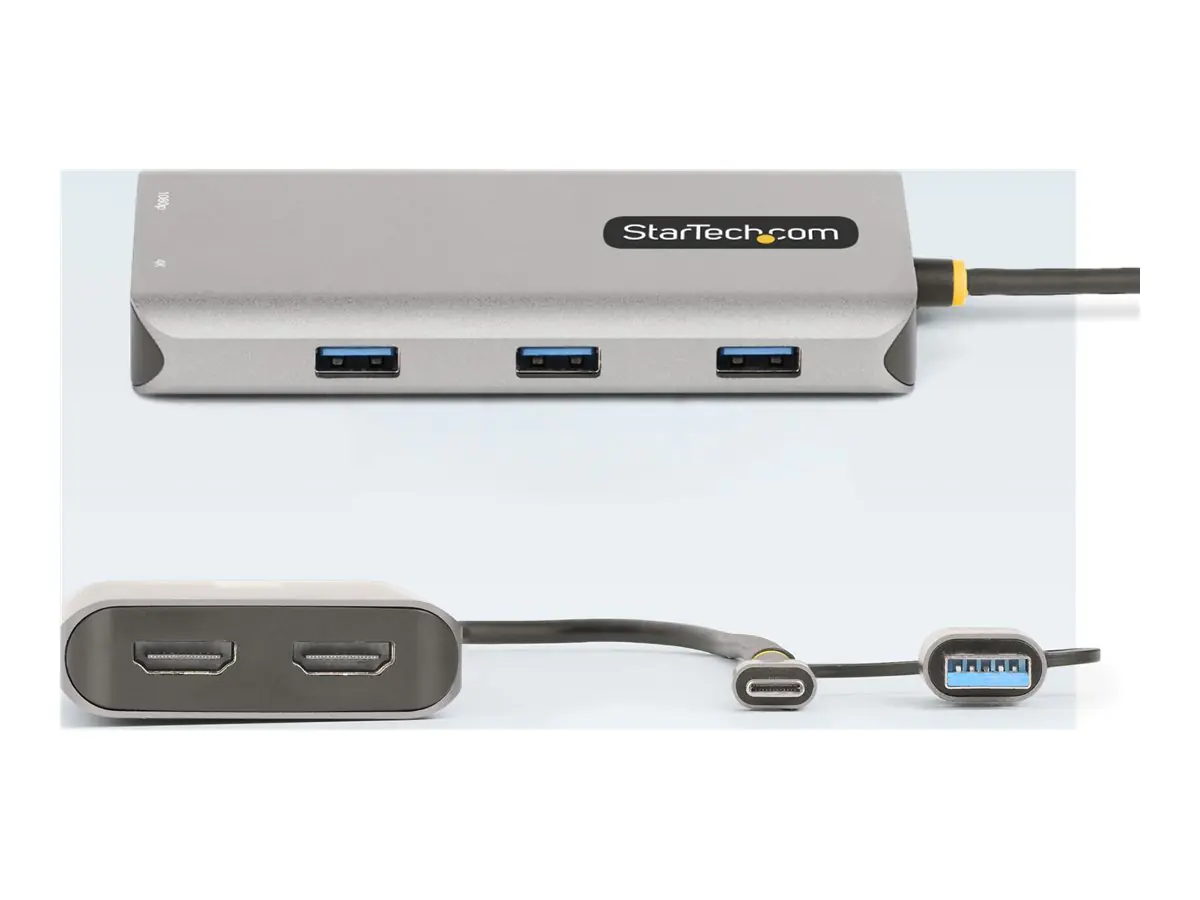 StarTech USB-C Multiport Adapter w/Attached USB-C to USB-A Dongle, Dual HDMI (4K30Hz/1080p60Hz), 3x USB-A, Mini Laptop Docking Station, Travel Dock, 1.3ft/40cm Cable - Dual Display M1/M2 MacBook/Windows/Chrome (167B-USBC-MULTIPORT) - Dockingstation - USB-