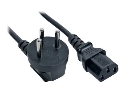 InLine - Stromkabel - SI 32 (M) zu power IEC 60320 C13 - Wechselstrom 250 V - 10 A - 1.8 m - 90° Stecker - Schwarz - Israel