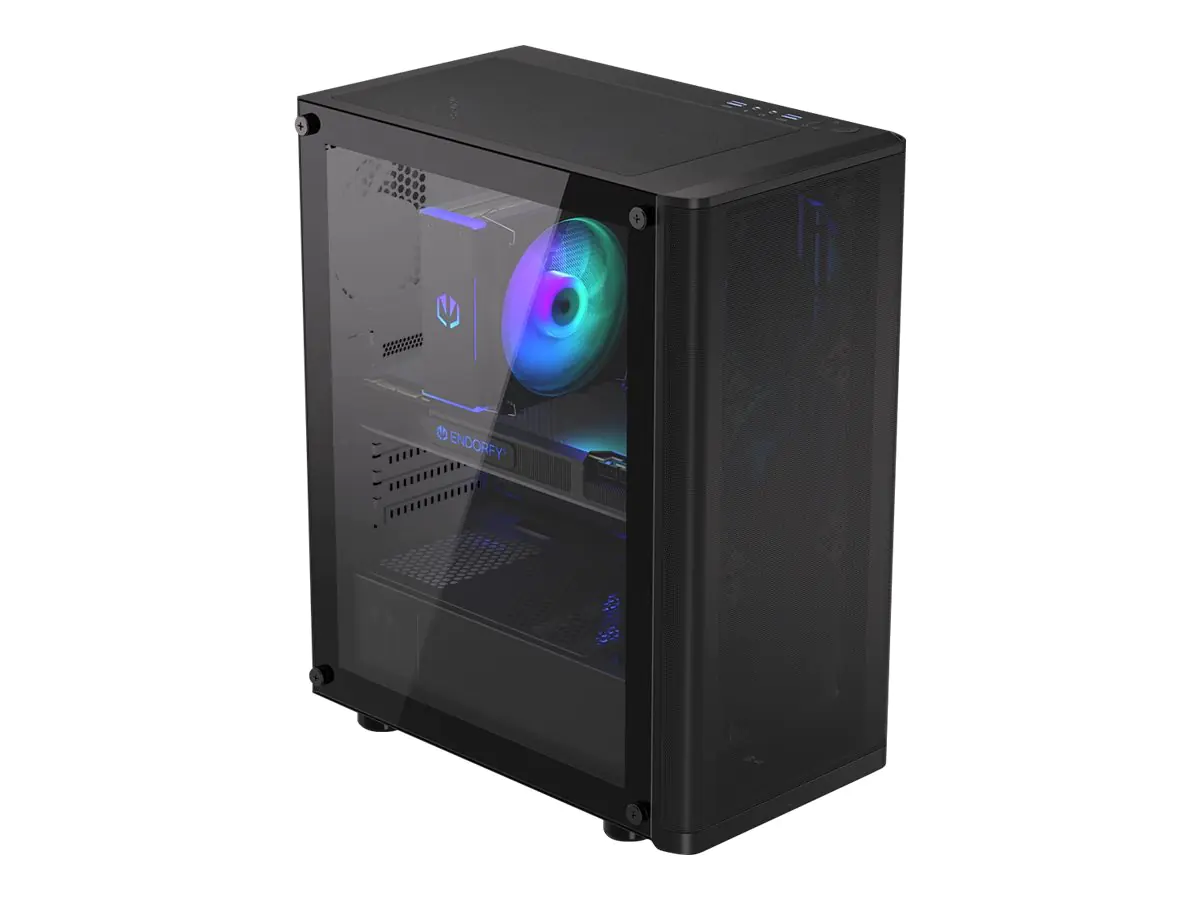 Endorfy Ventum 200 Air - Mid tower - ATX - Seitenteil mit Fenster (gehärtetes Glas) - keine Spannungsversorgung (ATX) - Schwarz - USB/Audio
