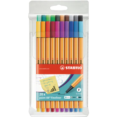 STABILO Fineliner point 88 8820 0,4mm farbig sortiert 20 St./Pack. STABILO Fineliner point 88 8820 0,4mm farbig sortiert 20 St./Pack.