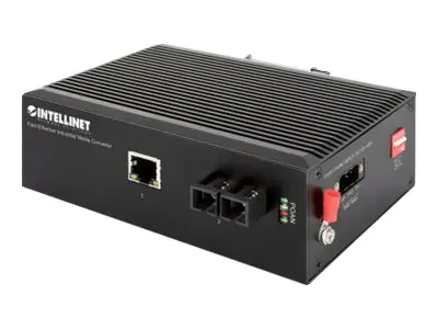 Intellinet Industrial Fast Ethernet Media Converter, 100Base-TX to 100Base-FX (SC) Single-mode, 20 km, IP40-rated Metal Housing, DIN-rail Mount - Industrial - Medienkonverter - 100Mb LAN - 10Base-T, 100Base-FX, 100Base-TX - RJ-45 / SC Single-Modus - bis z