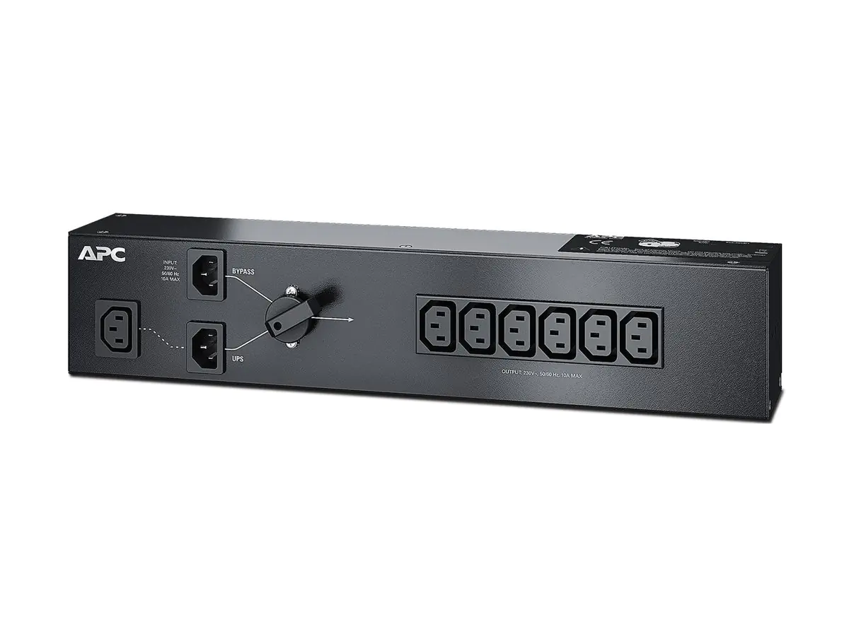 APC Service Bypass Panel - Stromverteilungseinheit (Rack - einbaufähig) - Wechselstrom 230 V - 1500 VA - Eingabe, Eingang IEC 60320 C14 - Ausgangsanschlüsse: 7 - 2U - Schwarz - für P/N: SMC1500I-2UC, SMC1500IC, SMT1000I-AR, SMT1000IC, SMT1500I-AR, SM