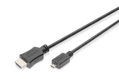 Digitus - Highspeed - HDMI-Kabel mit Ethernet - HDMI männlich zu 19 pin micro HDMI Type D männlich - 2 m - Dreifachisolierung - Schwarz - unterstützt 4K 30 Hz (4096 x 2160)