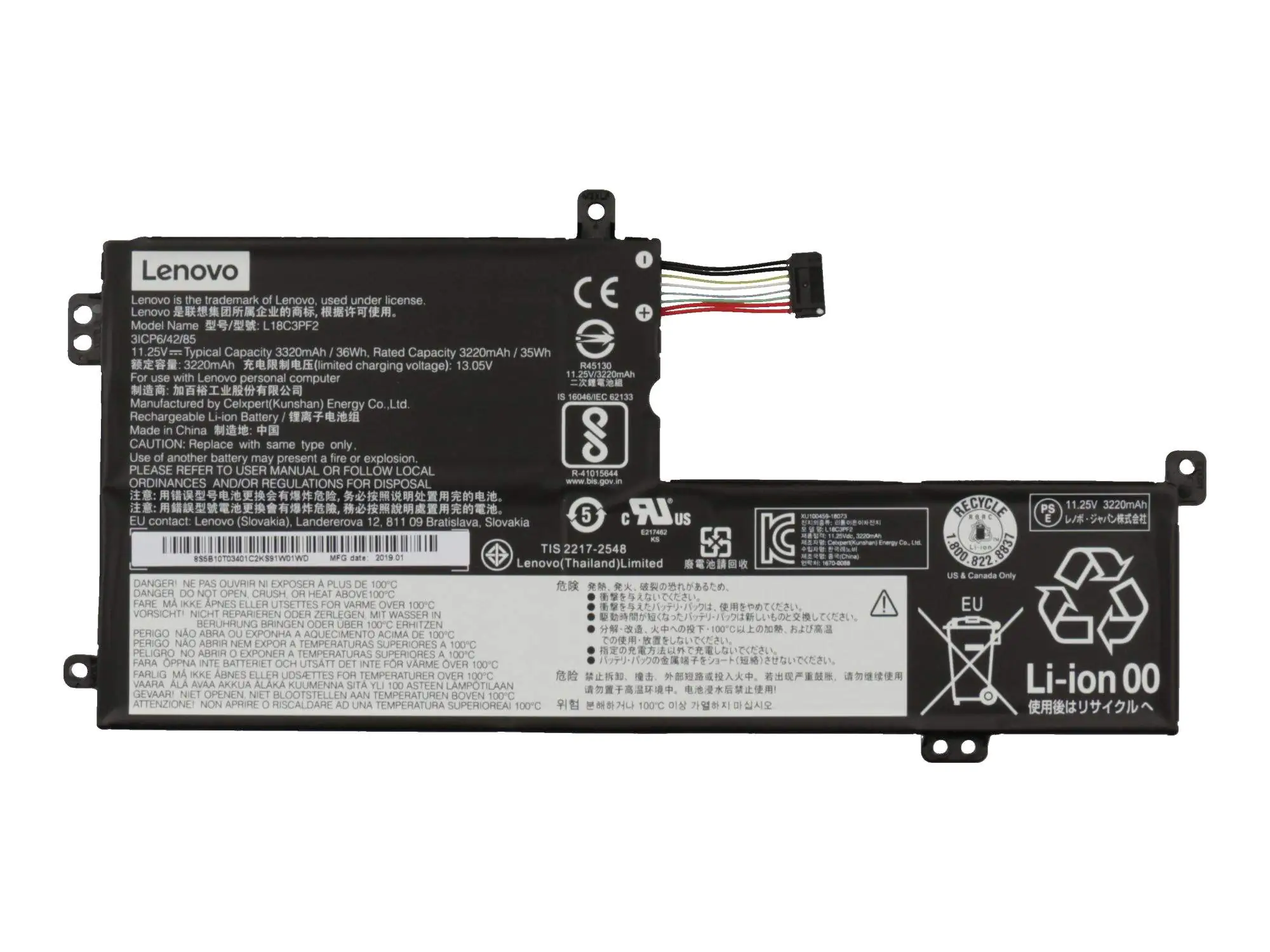 Lenovo 5B10T03401 Akku 36Wh Original - Batterie - 3.280 mAh