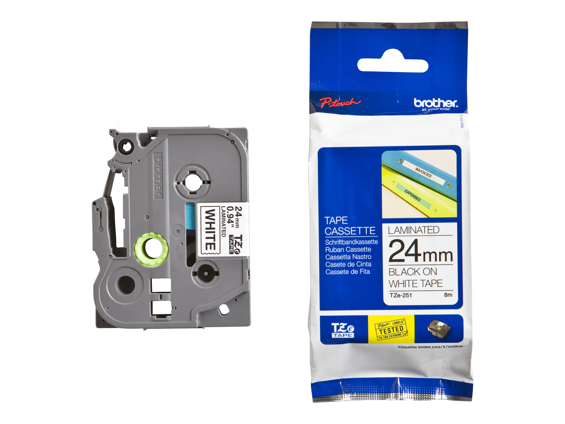 Brother TZe-251 - Standard-Klebstoff - Schwarz auf Weiß - Rolle (2,4 cm x 8 m) 1 Kassette(n) laminiertes Band - für P-Touch PT-2730, 3600, 9700, D600, D800, E500, E550, E800, H500, P700, P750, P900, P950 Brother TZe-251 - Standard-Klebstoff - Schwarz auf Weiß - Rolle (2,4 cm x 8 m) 1 Kassette(n) laminiertes Band - für P-Touch PT-2730, 3600, 9700, D600, D800, E500, E550, E800, H500, P700, P750, P900, P950