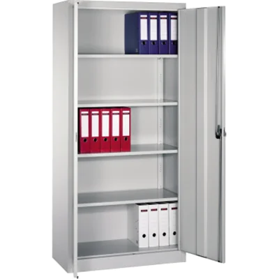 C+P Flügeltürenschrank Serie 12 935 x 1.950 x 40 mm (B x H x T) 4 Fachböden Stahl Farbe: lichtgrau C+P Flügeltürenschrank Serie 12 935 x 1.950 x 40 mm (B x H x T) 4 Fachböden Stahl Farbe: lichtgrau