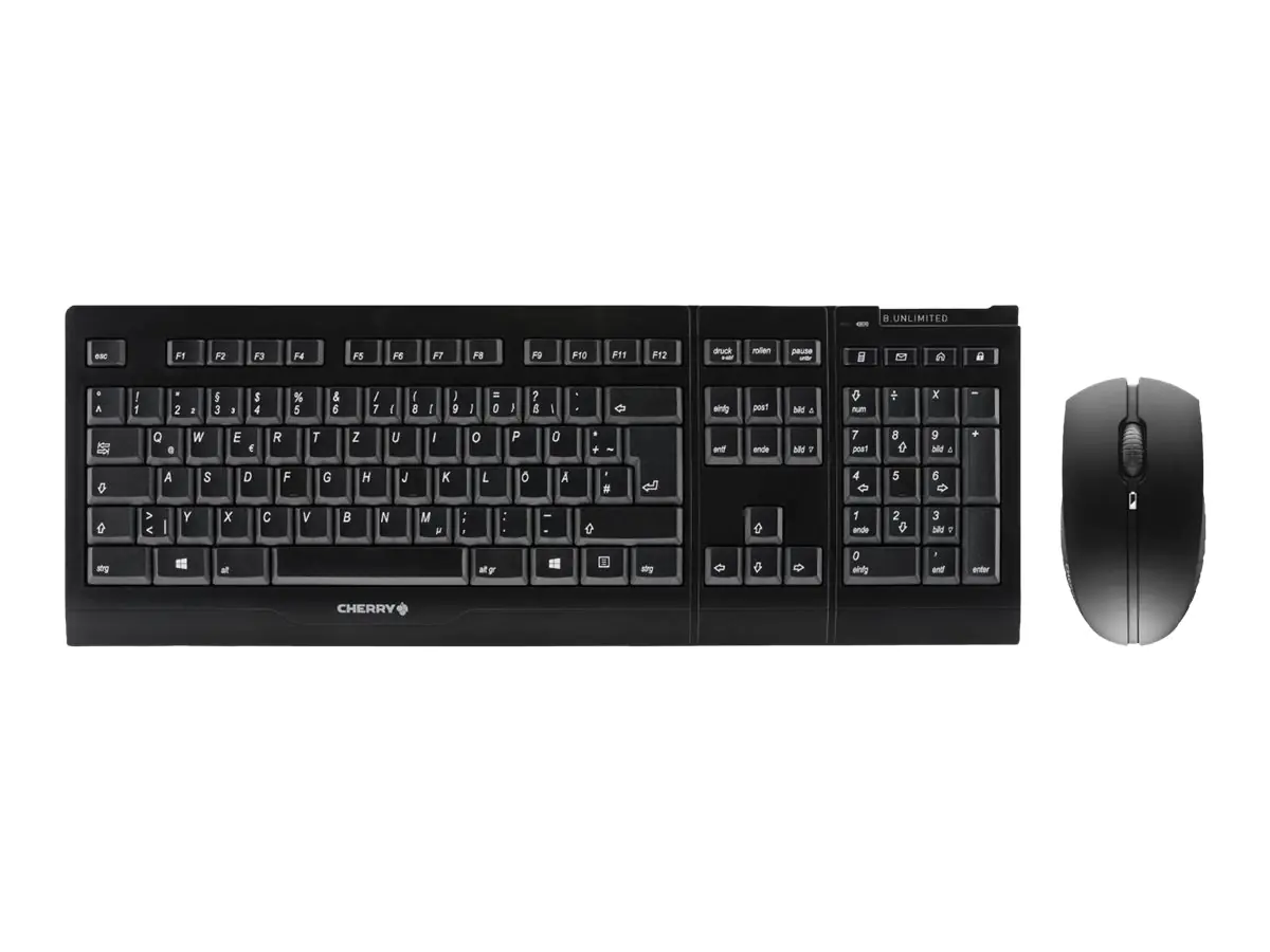 CHERRY B.UNLIMITED 3.0 - Tastatur-und-Maus-Set - kabellos - 2.4 GHz - Deutsch - Tastenschalter: CHERRY SX - Schwarz CHERRY B.UNLIMITED 3.0 - Tastatur-und-Maus-Set - kabellos - 2.4 GHz - Deutsch - Tastenschalter: CHERRY SX - Schwarz