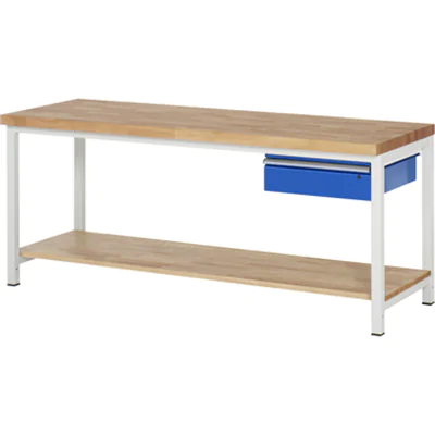 RAU Werkbank 8000 2.000 x 840-1.040 x 700 mm (B x H x T) enzianblau lichtgrau