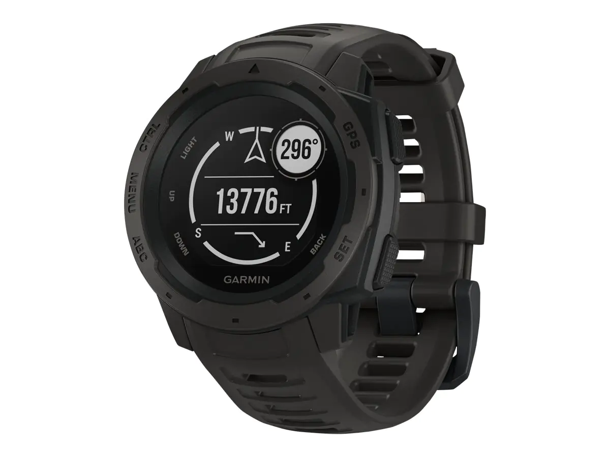Garmin Instinct Solar - Carbon-Schwarz - Sportuhr mit Band - Silikon - Graphit - Handgelenkgröße: 132-224 mm - einfarbig - Bluetooth, ANT+ - 53 g