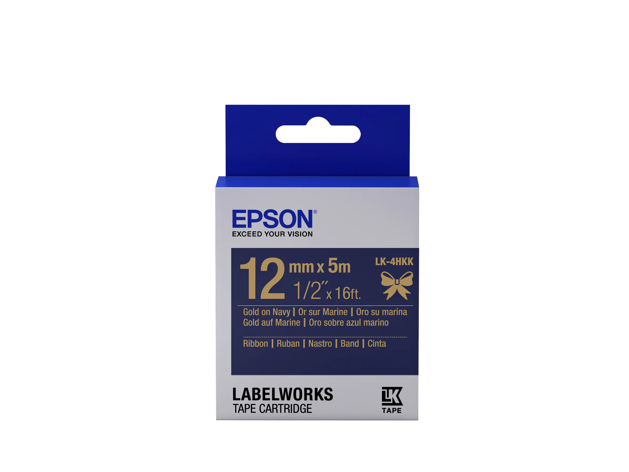 Epson LabelWorks LK-4HKK - Seidig - gold auf marineblau - Rolle (1,2 cm x 5 m) C53S654002