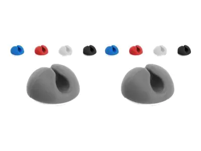 Delock Mini - Kabelhalter-Kit - Tisch montierbar, Oberfläche montierbar, geeignet für Wandmontage - Grau, Schwarz, weiß, Blau, Rot