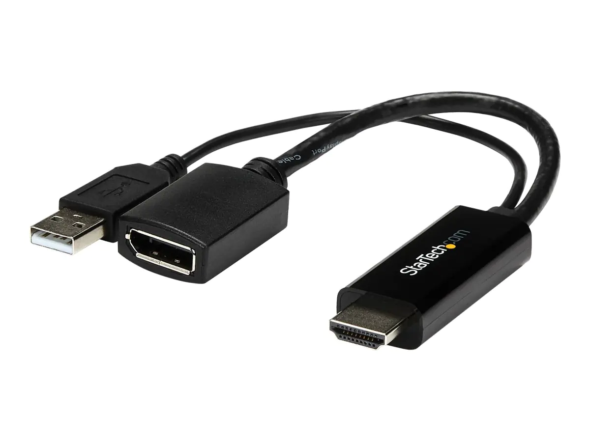 StarTech.com Startech 4K 30Hz HDMI to DisplayPort Video Adapter w/ USB Power - 6 in - HDMI 1.4 (Male) HD2DP