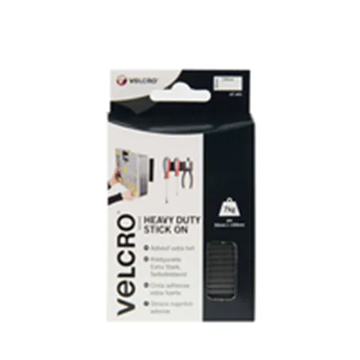 Velcro Stick On Heavy Duty - Selbstklebendes Klettband - 5 x 10 cm - Schwarz - Kunststoff (Packung mit 2)