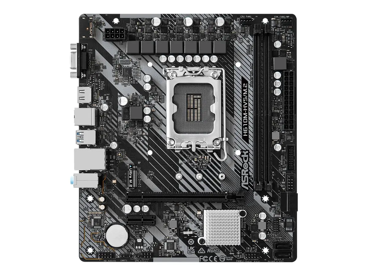 ASRock H610M-HVS/M.2 R2.0 - Motherboard - micro ATX - LGA1700-Sockel - H610 Chipsatz - USB 3.2 Gen 1 - Gigabit LAN - Onboard-Grafik (CPU erforderlich) - HD Audio (8-Kanal)
