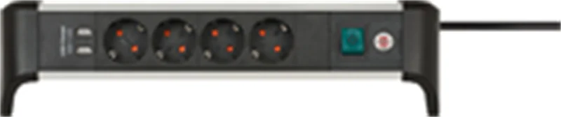 Brennenstuhl 1391040410, 1,8 m, Indoor, Abgewinkelt, IP20, Schwarz, Silber, 4 AC-Ausgänge