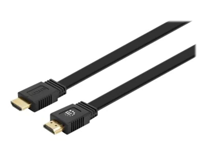 Manhattan HDMI Cable with Ethernet (Flat), 4K@60Hz (Premium High Speed), 0.5m, Male to Male, Black, Ultra HD 4k x 2k, Fully Shielded, Gold Plated Contacts, Lifetime Warranty, Polybag - HDMI-Kabel mit Ethernet - HDMI männlich zu HDMI männlich - 50 cm - Dop Manhattan HDMI Cable with Ethernet (Flat), 4K@60Hz (Premium High Speed), 0.5m, Male to Male, Black, Ultra HD 4k x 2k, Fully Shielded, Gold Plated Contacts, Lifetime Warranty, Polybag - HDMI-Kabel mit Ethernet - HDMI männlich zu HDMI männlich - 50 cm - Dop