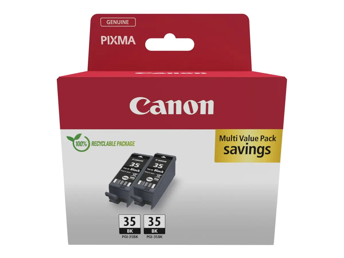 Canon PGI-35BK Twin Pack - 2er-Pack - 9.3 ml - Schwarz - original - Hängebox - Tintenbehälter - für PIXMA iP100 with battery, iP110, iP110w, TR150 with Battery Pack