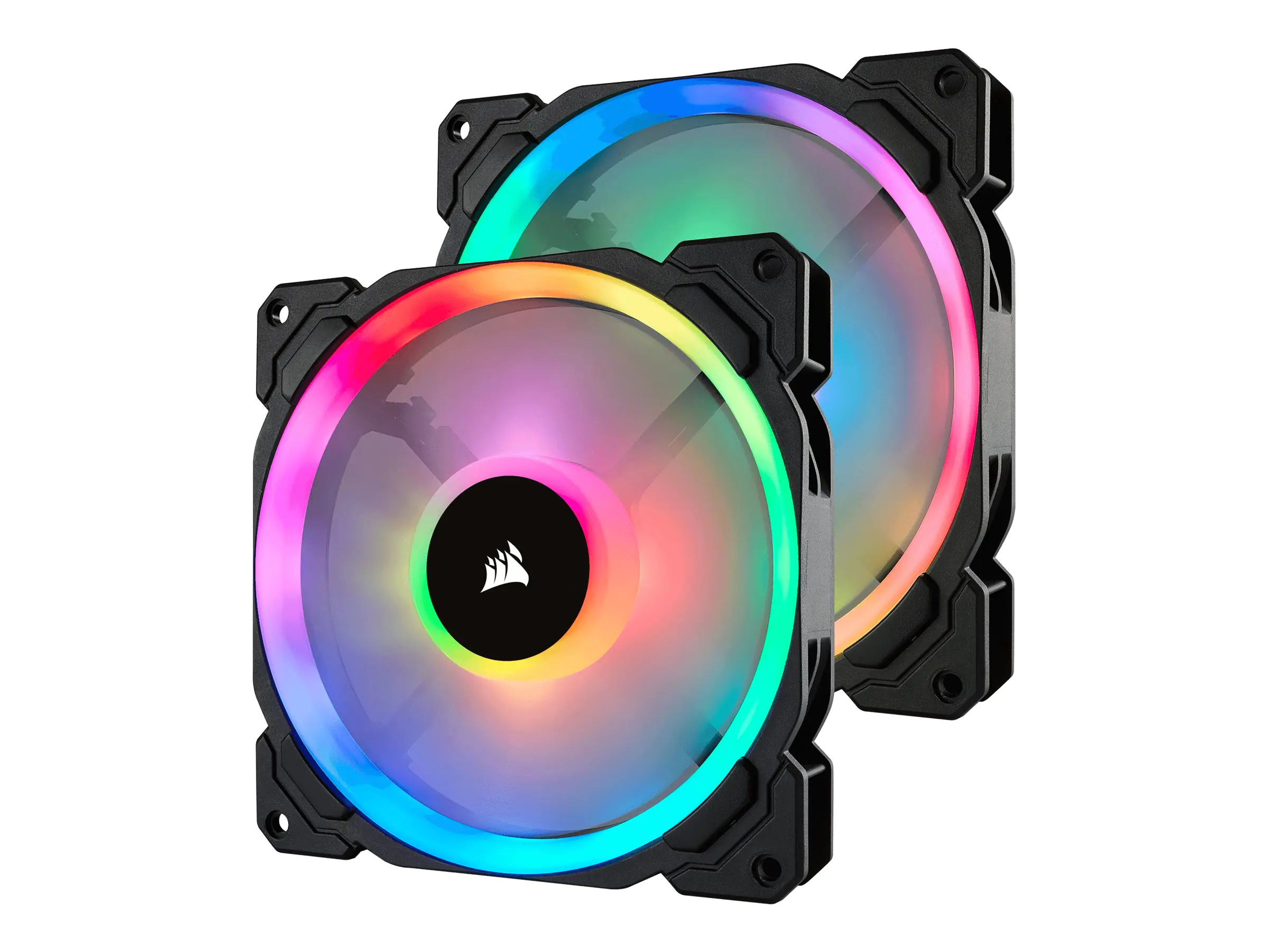 Corsair LL Series LL140 RGB Dual Light Loop - Gehäuselüfter - 140 mm - weiß, Blau, Gelb, Rot, grün, orange, violett - 14 cm (Packung mit 2)