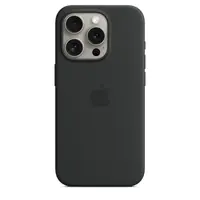 Apple - Hintere Abdeckung für Mobiltelefon - kompatibel mit MagSafe - Silikon - Schwarz - für iPhone 15 Pro Apple - Hintere Abdeckung für Mobiltelefon - kompatibel mit MagSafe - Silikon - Schwarz - für iPhone 15 Pro