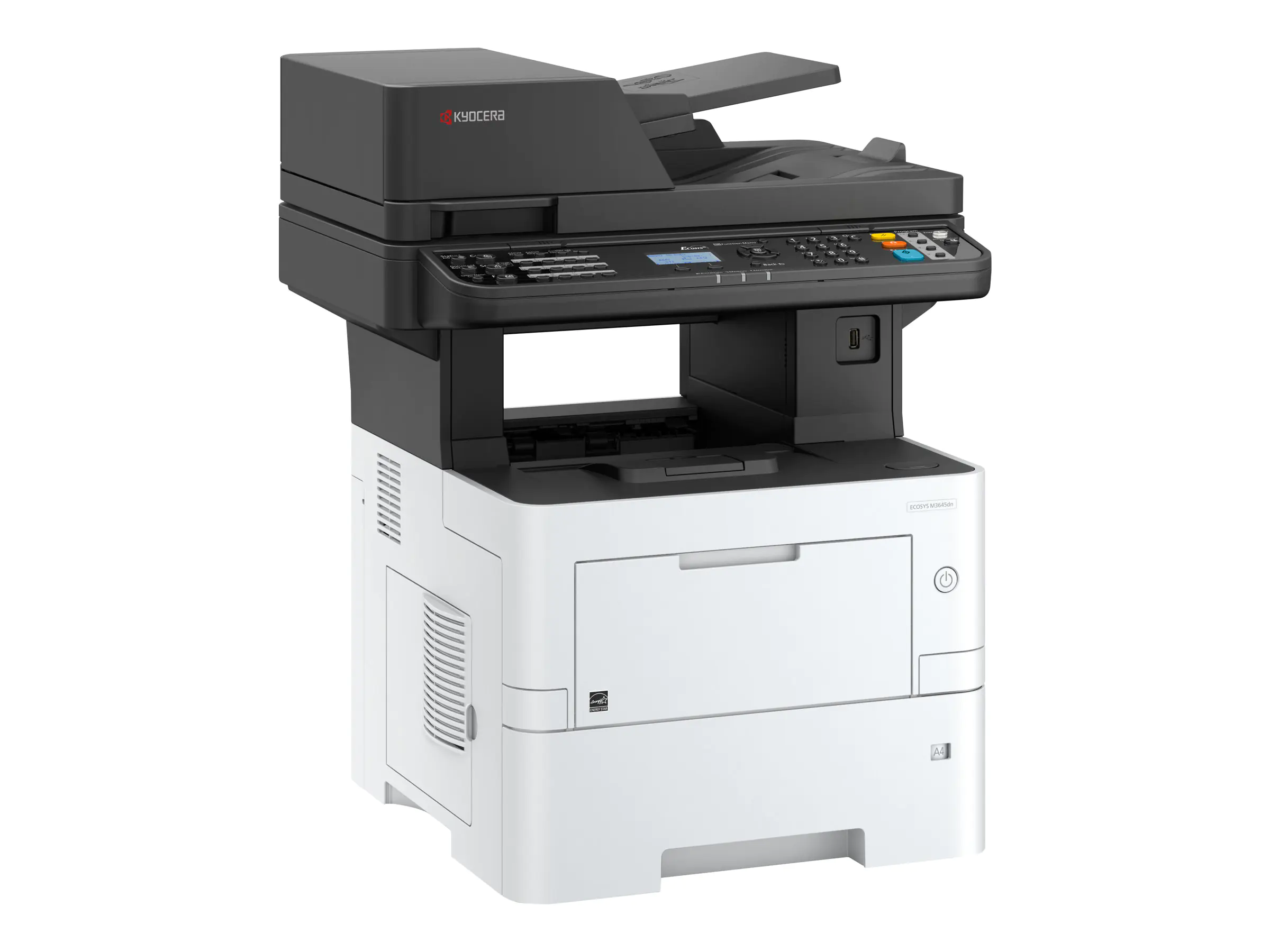 Kyocera ECOSYS M3645dn - Multifunktionsdrucker - s/w - Laser - A4 (210 x 297 mm), Legal (216 x 356 mm) (Original) - A4/Legal (Medien) - bis zu 45 Seiten/Min. (Kopieren) - bis zu 45 Seiten/Min. (Drucken) - 600 Blatt - 33.6 Kbps - USB 2.0, Gigabit LAN, USB-