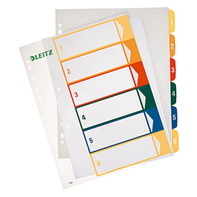 Leitz Register 12920000 DIN A4 1-6 volle Höhe PP farbig/transparent Leitz Register 12920000 DIN A4 1-6 volle Höhe PP farbig/transparent