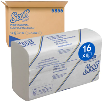 Scott Papierhandtuch Slimfold 5856 1lagig 29,5x19cm ws 1.760 Bl./Pack. Scott Papierhandtuch Slimfold 5856 1lagig 29,5x19cm ws 1.760 Bl./Pack.