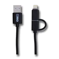 ACV 2 in 1 USB Datenkabel-schwarz-100cm f. Micro-USB & Apple