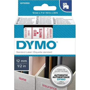 DYMO D1 - Selbstklebend - Rot auf Weiß - Rolle (1,2 cm x 7 m) 1 Kassette(n) Etikettenband - für LabelMANAGER 100, 160, 210, 220, 260, 280, 300, 360, 420, Wireless PnP; LabelPOINT 250 DYMO D1 - Selbstklebend - Rot auf Weiß - Rolle (1,2 cm x 7 m) 1 Kassette(n) Etikettenband - für LabelMANAGER 100, 160, 210, 220, 260, 280, 300, 360, 420, Wireless PnP; LabelPOINT 250