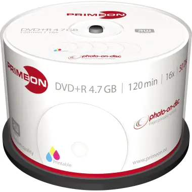 Primeon photo-on-disc - 50 x DVD+R - 4.7 GB (120 Min.) 16x (DVD) - mit Tintenstrahldrucker bedruckbare Oberfläche - Spindel Primeon photo-on-disc - 50 x DVD+R - 4.7 GB (120 Min.) 16x (DVD) - mit Tintenstrahldrucker bedruckbare Oberfläche - Spindel