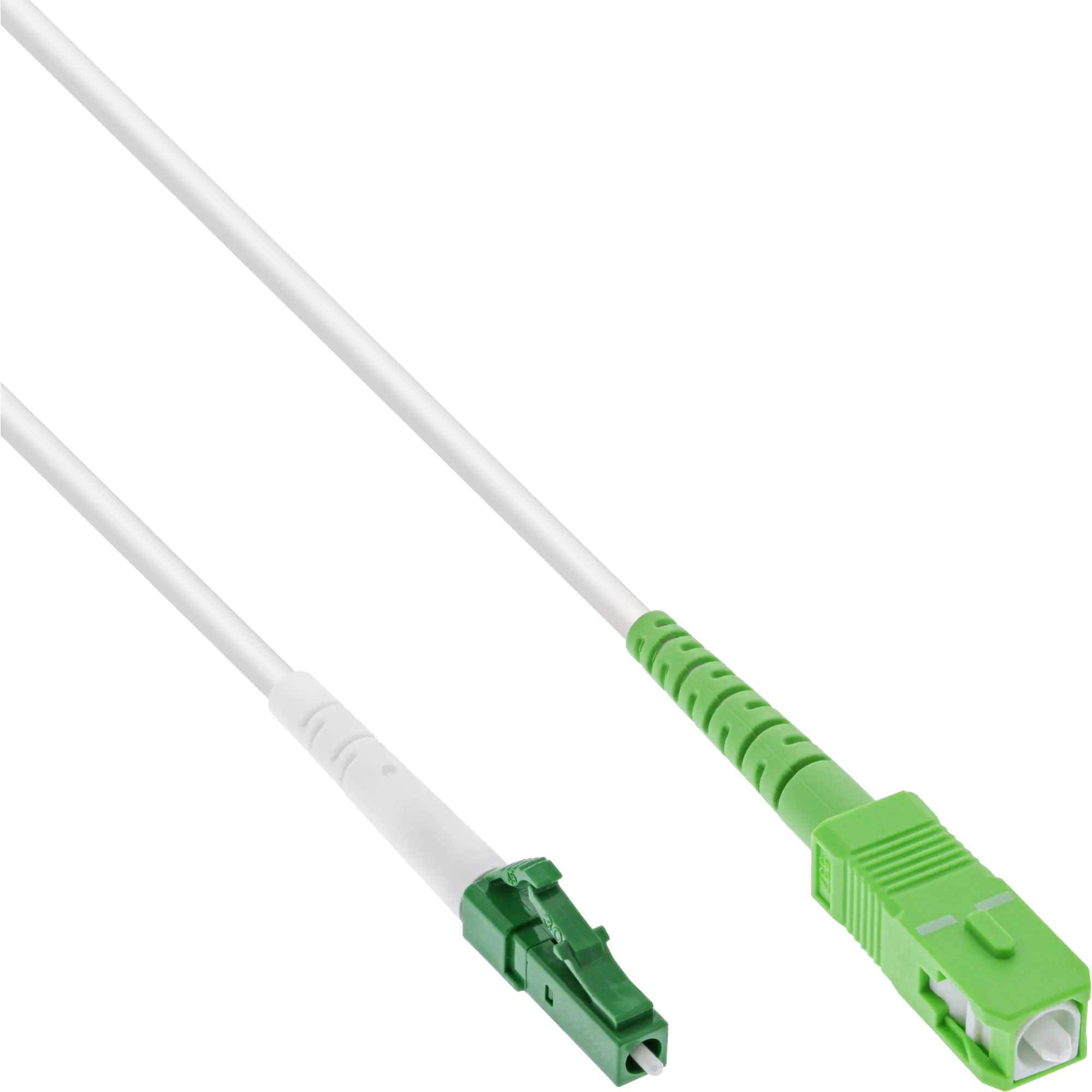 InLine - Patch-Kabel - LC/APC Einzelmodus (M) zu SC/APC Einzelmodus (M) - 30 m - 3 mm - Glasfaser - Simplex - 9/125 Mikrometer - G.652D/OS2 - halogenfrei - weiß