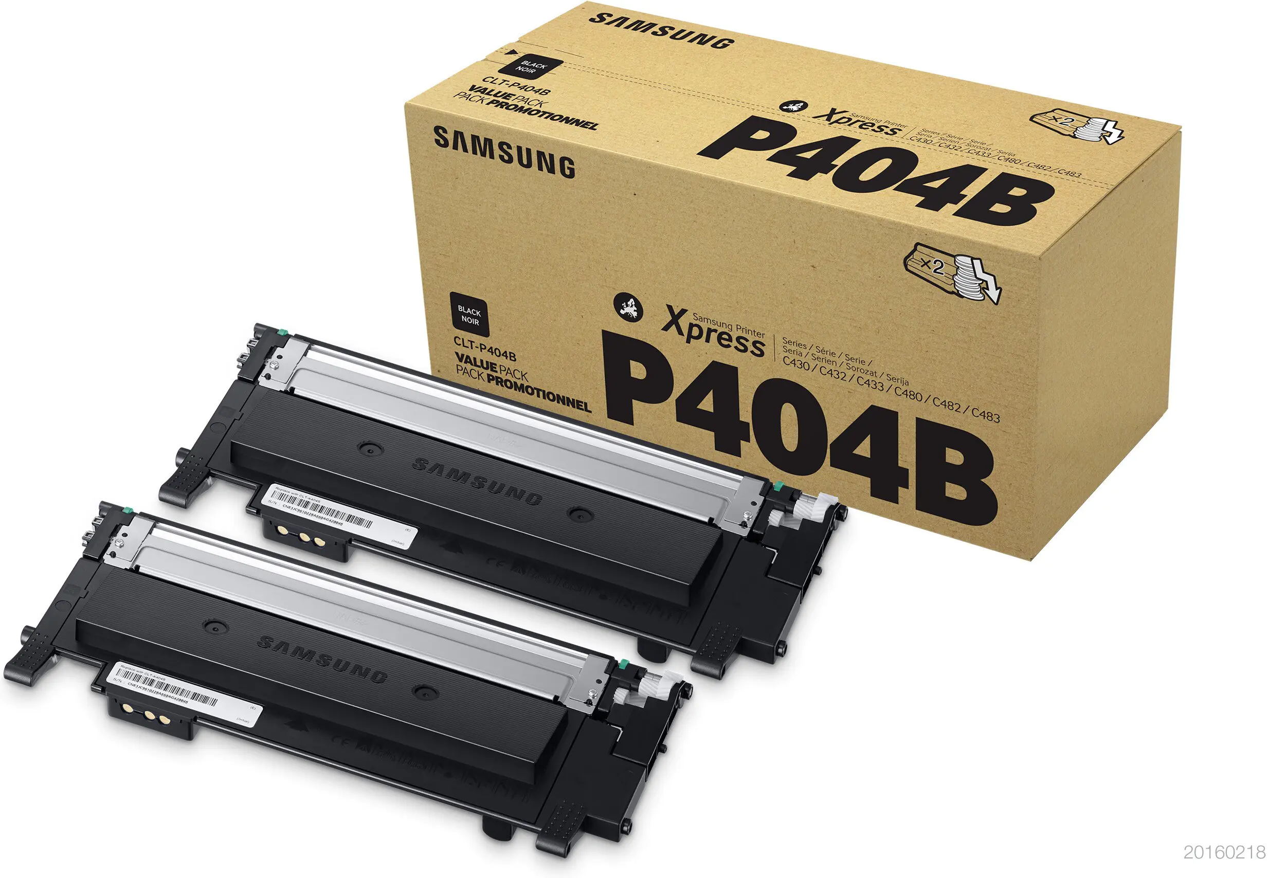 Samsung CLT-P404B - 2er-Pack - Schwarz - Original - Tonerpatrone (SU364A) - für Samsung CLX-3302, 3303, 3304, 3307; Xpress SL-C432, C433, C462, C463, C467, C482, C483 Samsung CLT-P404B - 2er-Pack - Schwarz - Original - Tonerpatrone (SU364A) - für Samsung CLX-3302, 3303, 3304, 3307; Xpress SL-C432, C433, C462, C463, C467, C482, C483