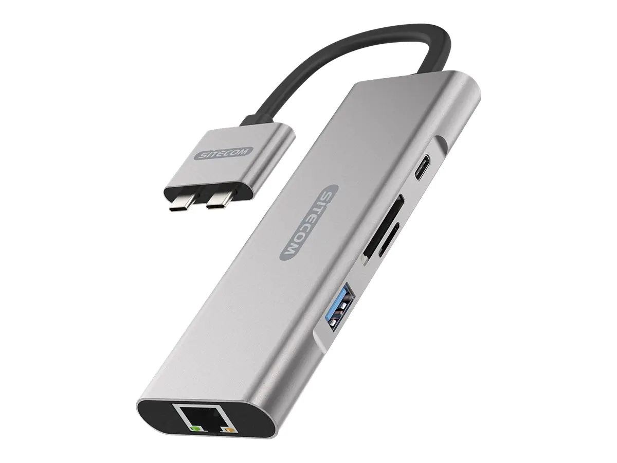 Sitecom CN 411 Dual USB-C Multiport Pro Adapter - Dockingstation - USB-C - 2 x HDMI - GigE
