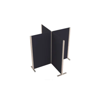 magnetoplan® Stellwand Akustik Wood 210 x 210 x 180 cm (B x H x T) Zweibeinstativ Filz blau