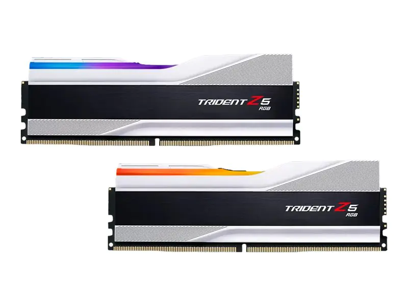 G.Skill Trident Z5 RGB - DDR5 - Kit - 32 GB: 2 x 16 GB - DIMM 288-PIN - 7200 MHz / PC5-57600 - CL34 - 1.4 V - ungepuffert - non-ECC - metallisch silber, Gebürstetes Aluminium / Schwarz