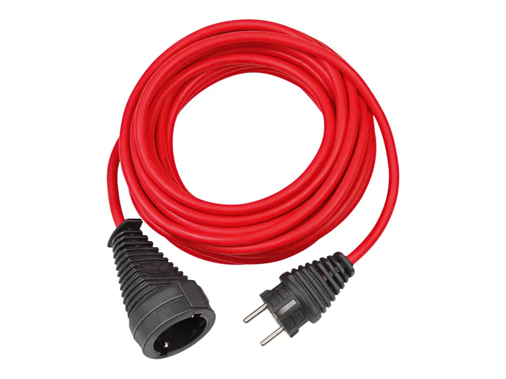 Brennenstuhl H05VV-F 3G1,5 - Spannungsversorgungs-Verlängerungskabel - 2-polig (W) zu 2-polig (M) - 10 m - Rot