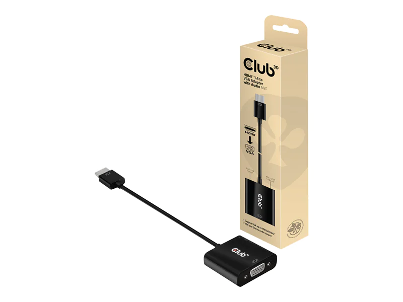 Club 3D CAC-1302 - Videoadapter - HDMI männlich zu HD-15 (VGA), mini-phone stereo 3.5 mm, Micro-USB Type B - 1080p-Unterstützung, aktiver Signalwandler