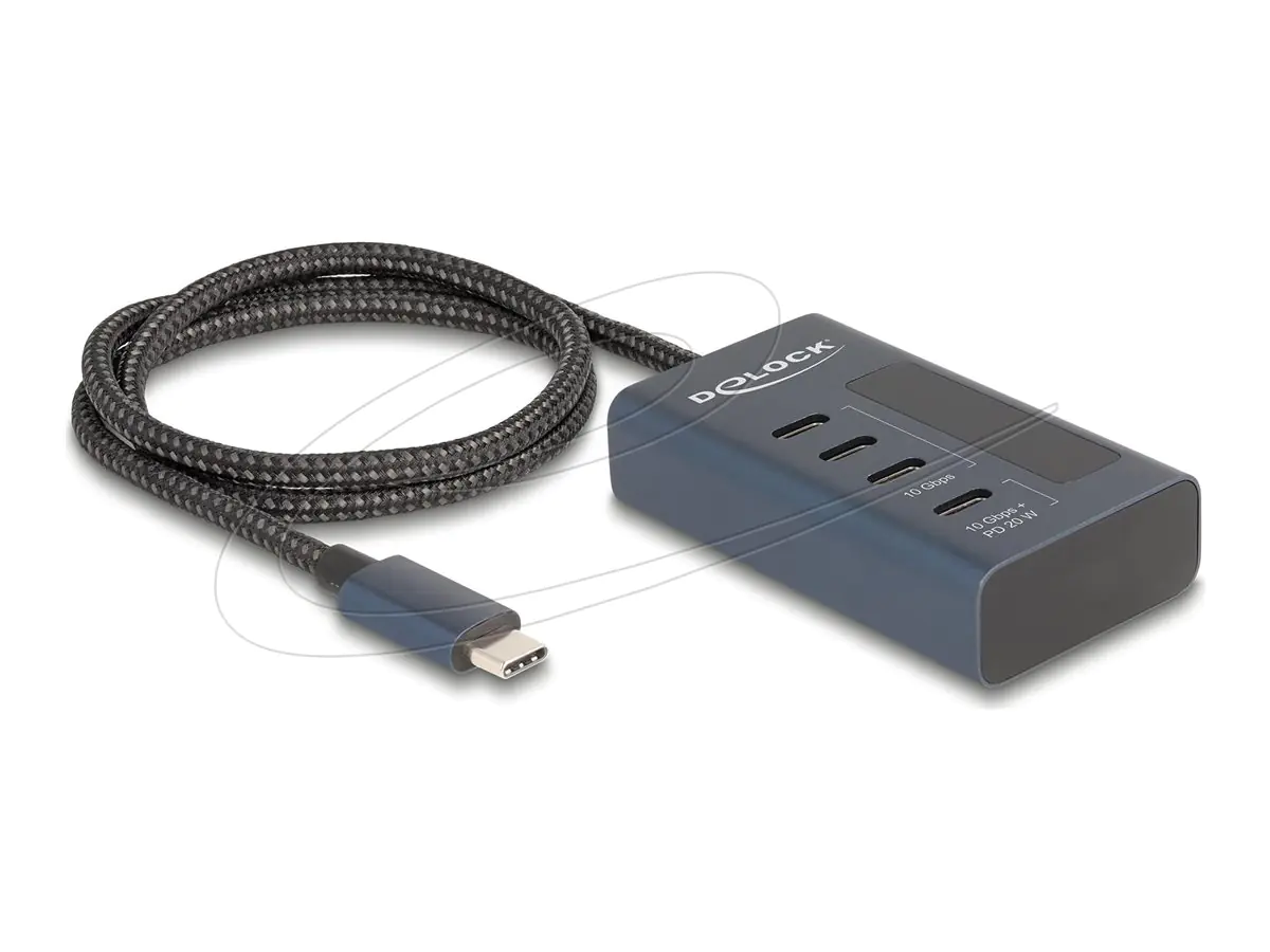 Delock Hub - 10 Gbps, davon 3 x Datenport + 1 x Daten- und PD 20W mit Leistungsanzeige
