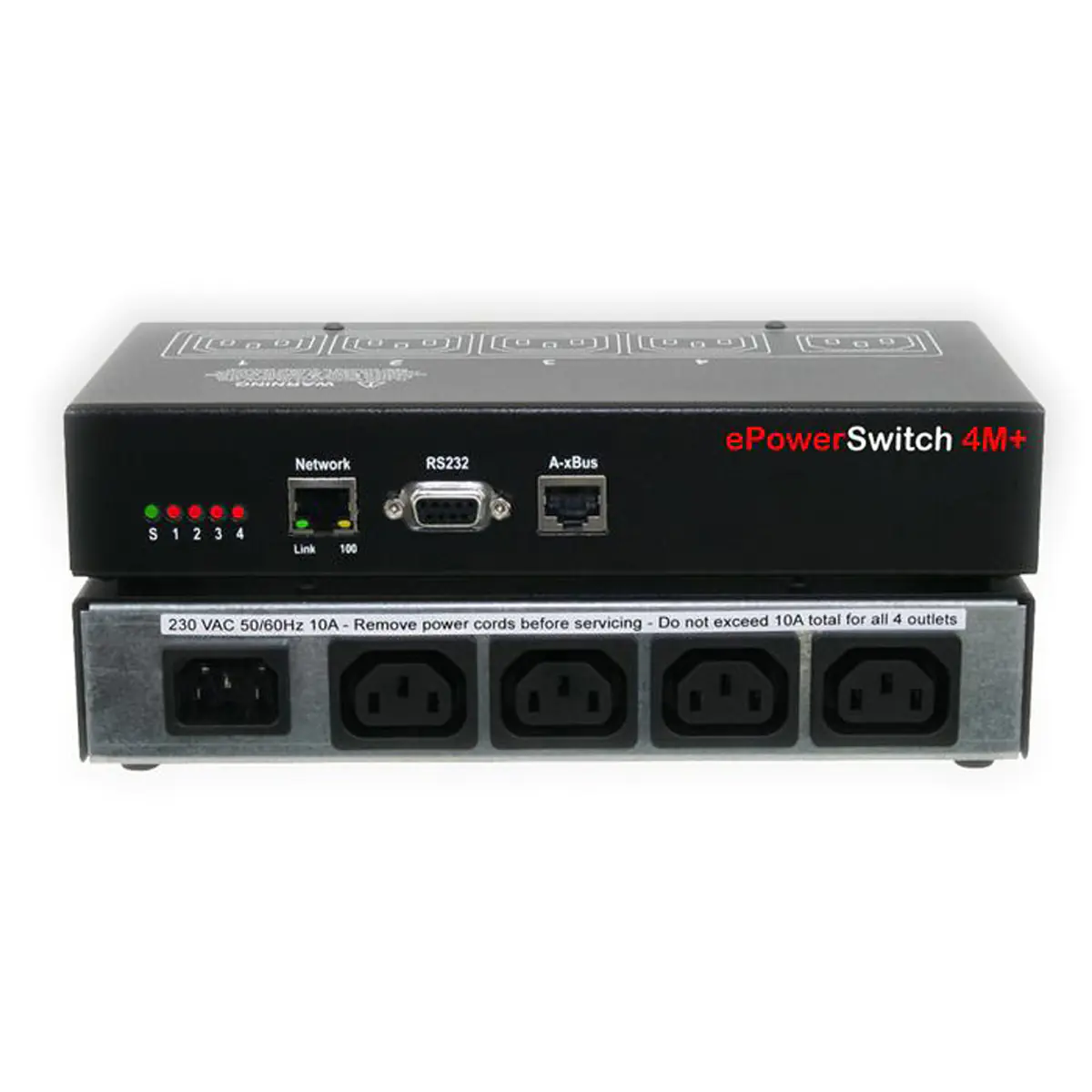 Leunig ePowerSwitch 4M+ R3 (Master) - Stromverteilungseinheit - Wechselstrom 250 V - Ethernet 10/100, RS-232 - Eingabe, Eingang IEC 60320 C14 - Ausgangsanschlüsse: 4 (power IEC 60320 C13) - Europa