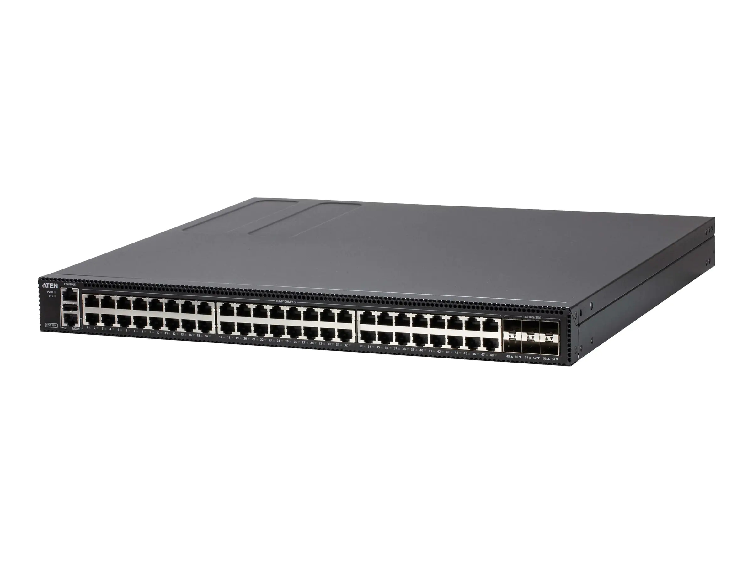ATEN ES0154 - Switch - L2+ - managed - 48 x 10/100/1000 + 6 x 1 Gigabit / 10 Gigabit / 25 Gigabit SFP28 (Uplink) ES0154-AX-G