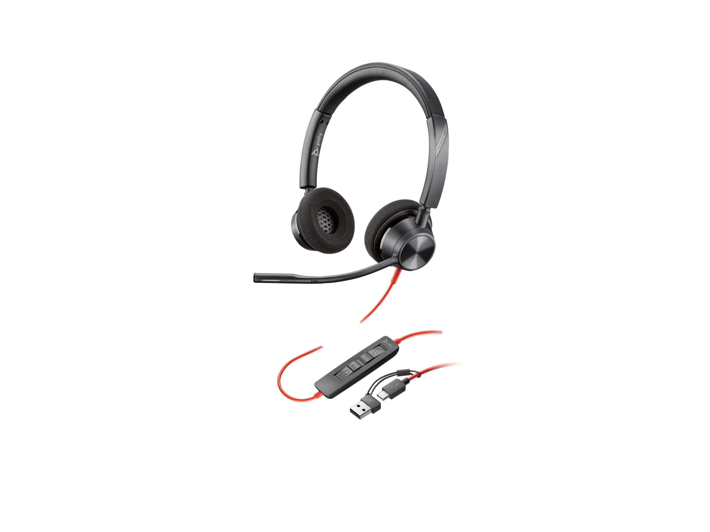 Poly Blackwire 3320 - Blackwire 3300 series - Headset - On-Ear - kabelgebunden - USB-C - Schwarz - UC-zertifiziert
