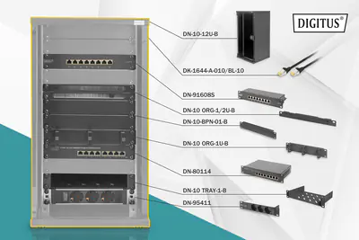 DIGITUS Netzwerk-Set 254 mm (10") - 12HE, 312 x 300 mm (B x T) DN-10-SET-3-B