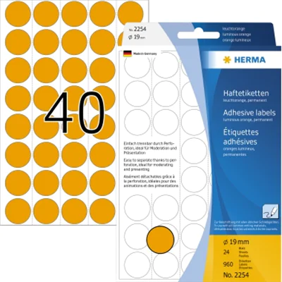 HERMA Markierungspunkt 2254 19mm leuchtorange 960 St./Pack. HERMA Markierungspunkt 2254 19mm leuchtorange 960 St./Pack.