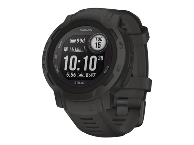 Garmin Instinct 2 Solar - 45 mm - Carbon-Schwarz - Sportuhr mit Band - Silikon - Handgelenkgröße: 135-230 mm - einfarbig - 32 MB - Bluetooth, ANT+ - 53 g
