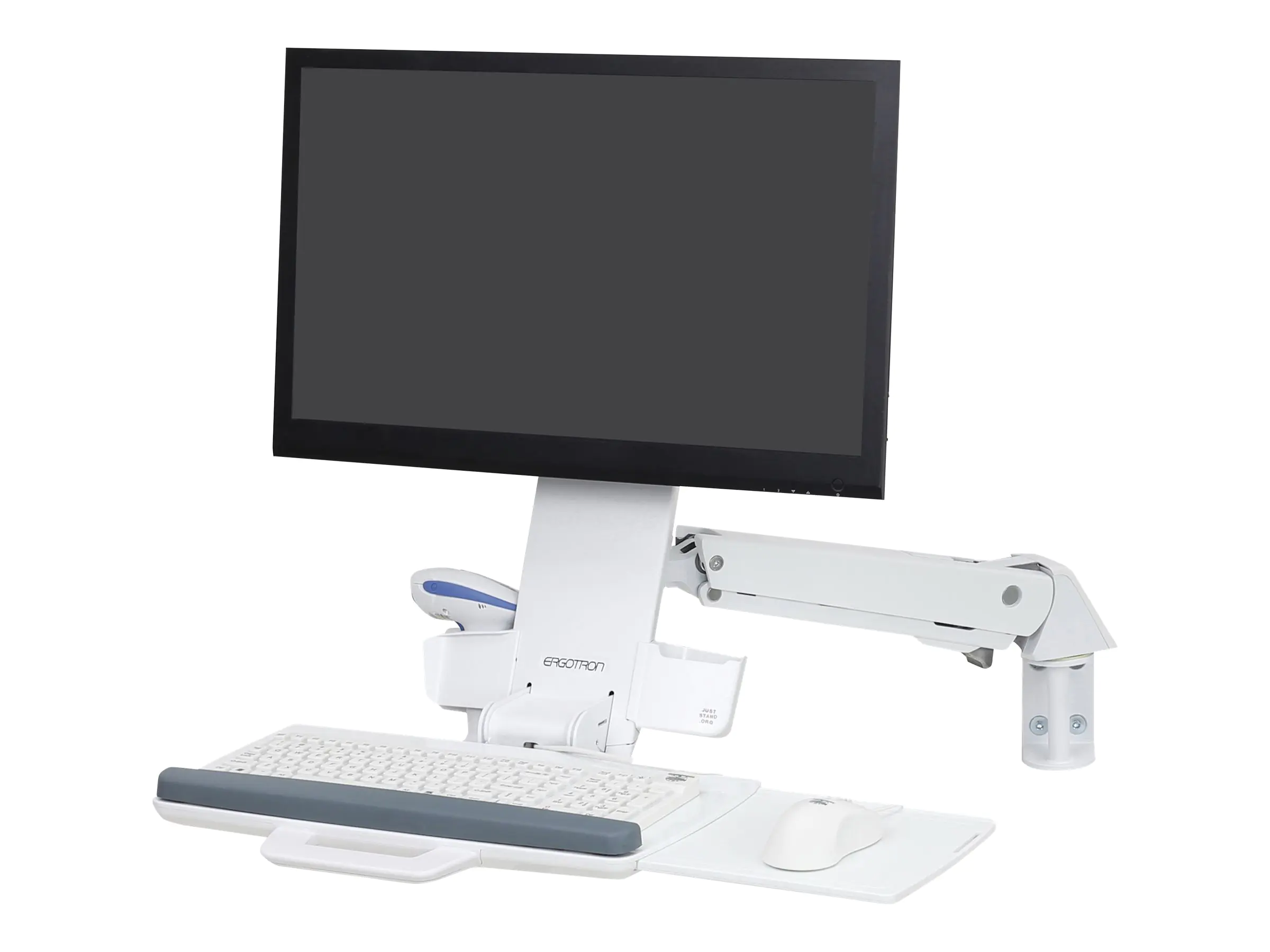 Ergotron Sit-Stand Combo - Befestigungskit (Gelenkarm, Tastatur-Tablett) - für LCD-Display / PC-Ausrüstung - Aluminium, hochwertiger Kunststoff - weiß - Bildschirmgröße: bis zu 61 cm (bis zu 24 Zoll) - Wandmontage